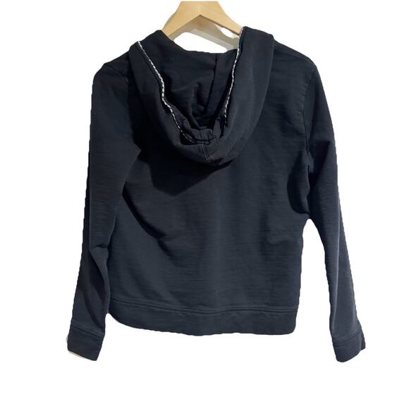 Lauren Ralph Lauren women’s size medium black zip up hoodie checkered trim - Picture 4 of 4